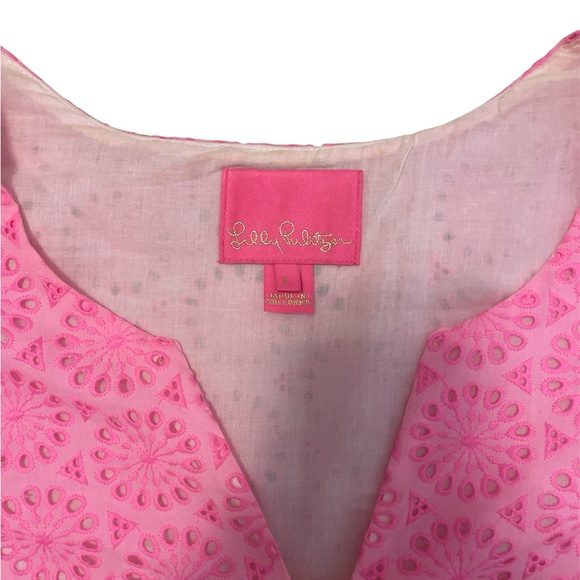 Lilly Pulitzer Pink Eyelet V-Neck Dress - Picture 2 of 5